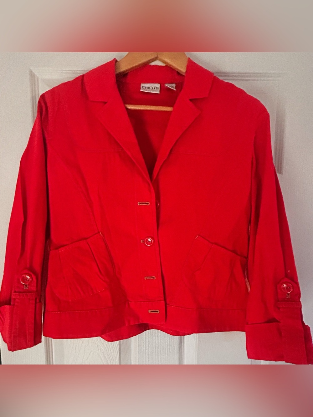 Chico's Vibrant Red Button-Front Jacket